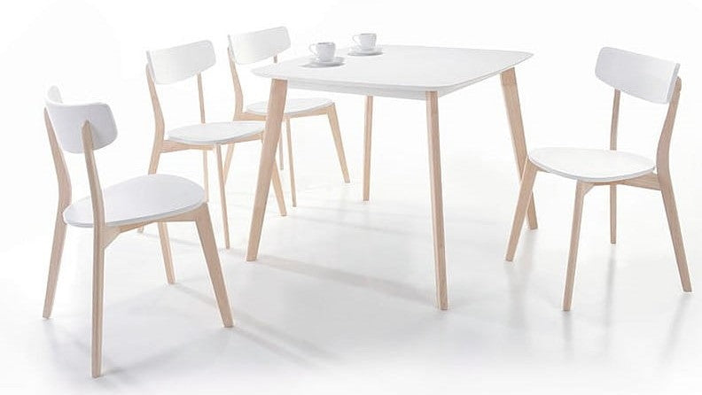 Kitchen Table West Agadir | size: Length: 80cm, Width: 90cm, Height: 75cm | color: White/Oak | image: 2 | variant: 1007672