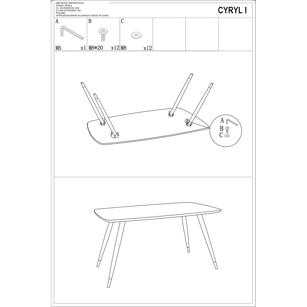Kitchen Table West Brindisi | size: Length: 80cm, Width: 140cm, Height: 76cm | color: Black | image: 7 | variant: 1007816