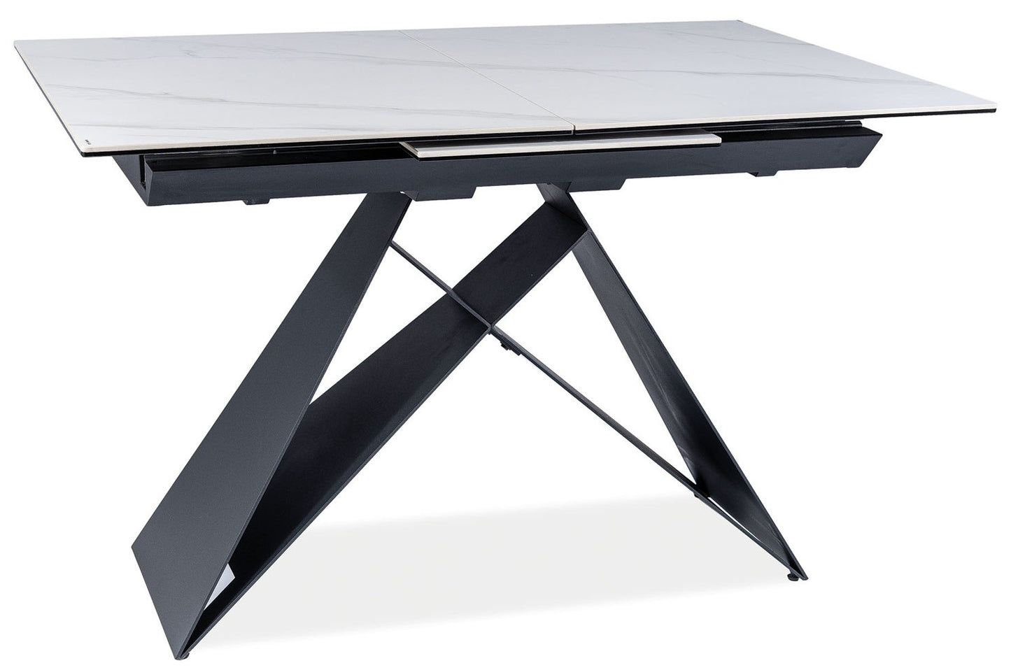 Kitchen Table West Caserta | size: Length: 80cm, Width: 160cm, Height: 76cm | color: White/Marble/Black | image: 2 | variant: 1007906