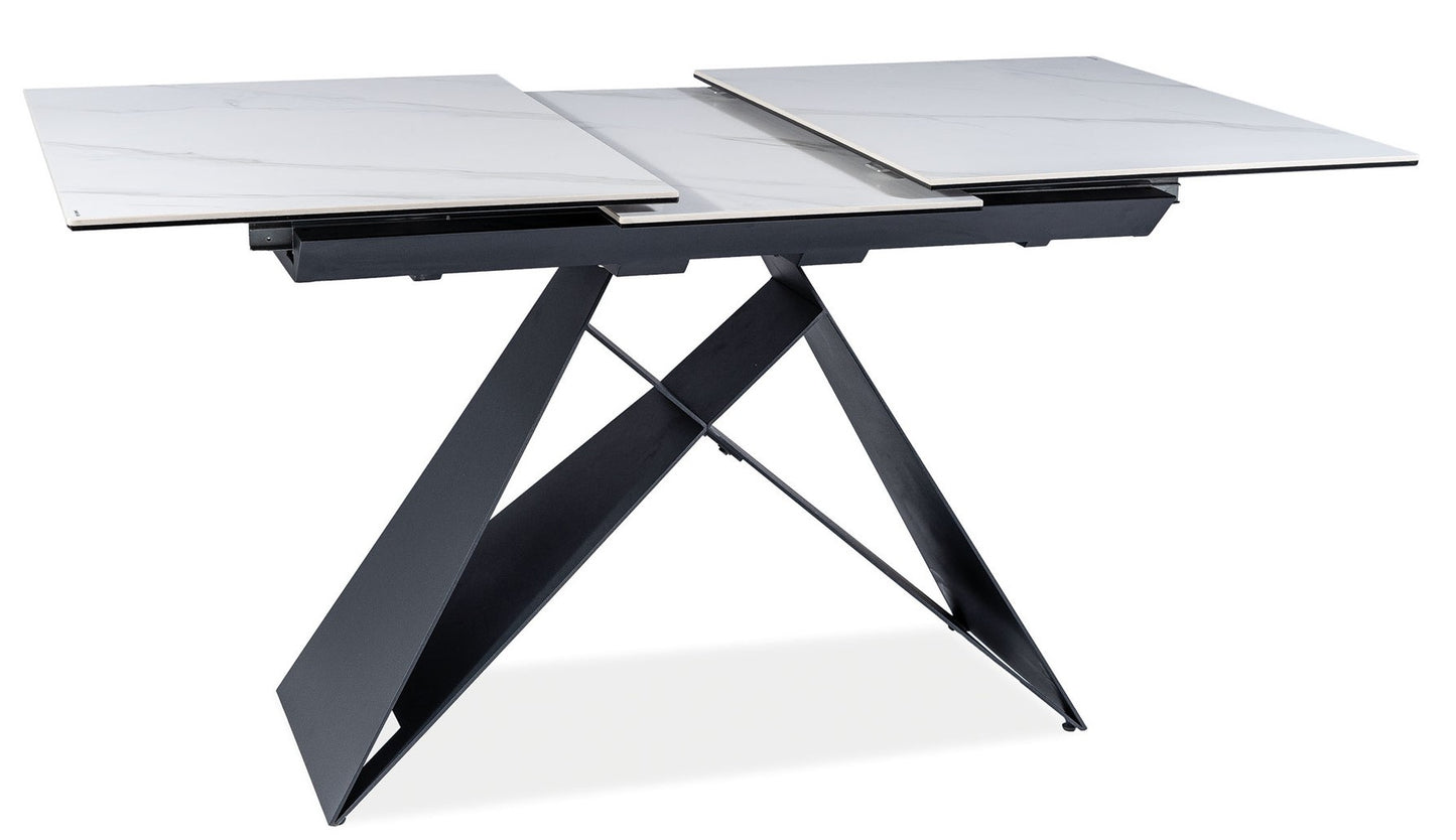 Kitchen Table West Caserta | size: Length: 80cm, Width: 160cm, Height: 76cm | color: White/Marble/Black | image: 3 | variant: 1007906