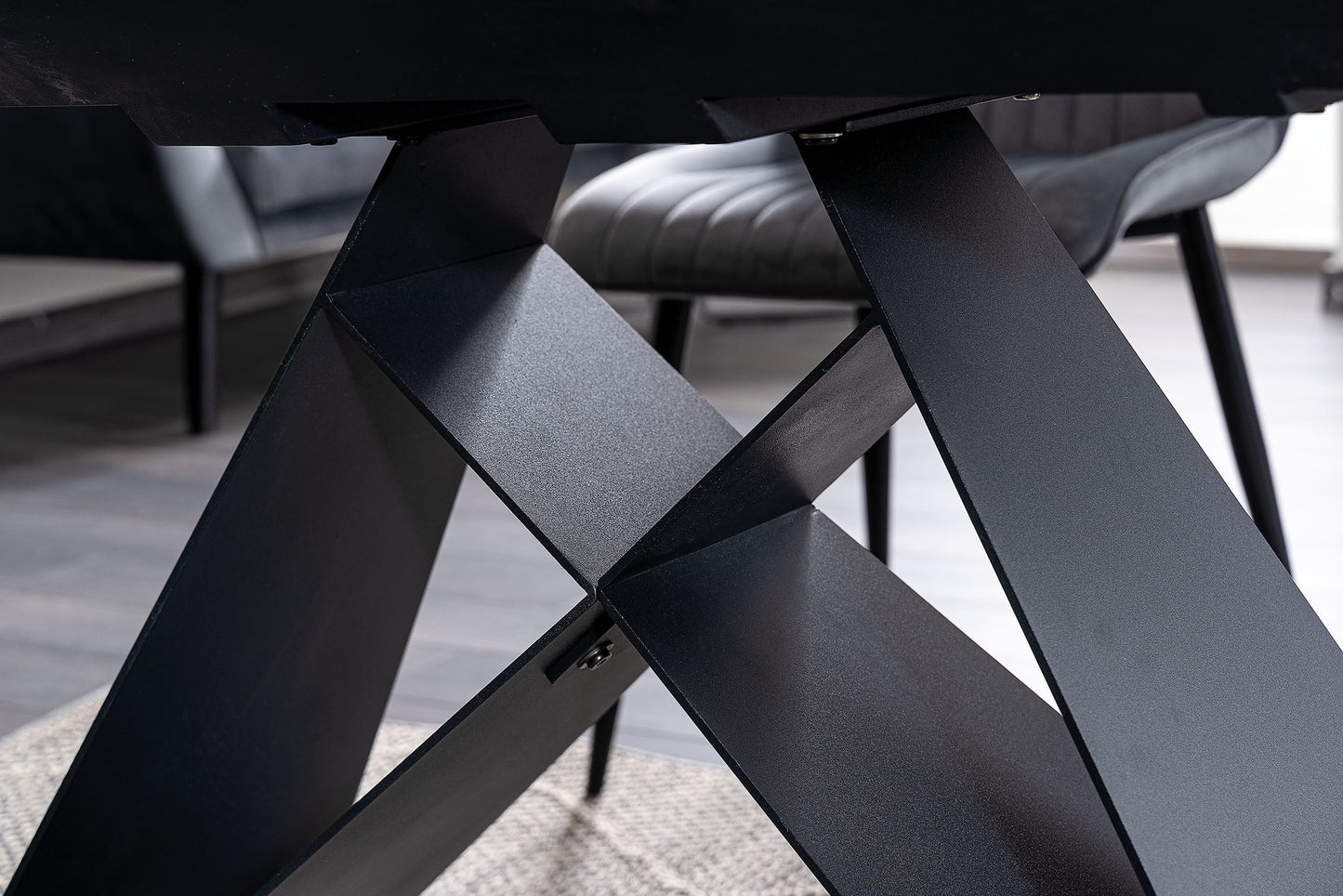 Kitchen Table West Caserta | size: Length: 80cm, Width: 160cm, Height: 76cm | color: White/Marble/Black | image: 6 | variant: 1007906