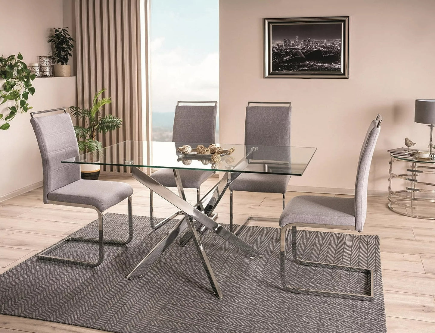 Kitchen Table West Cleveland | size: Length: 80cm, Width: 140cm, Height: 75cm | color: Transparent | image: 2 | variant: 1007949