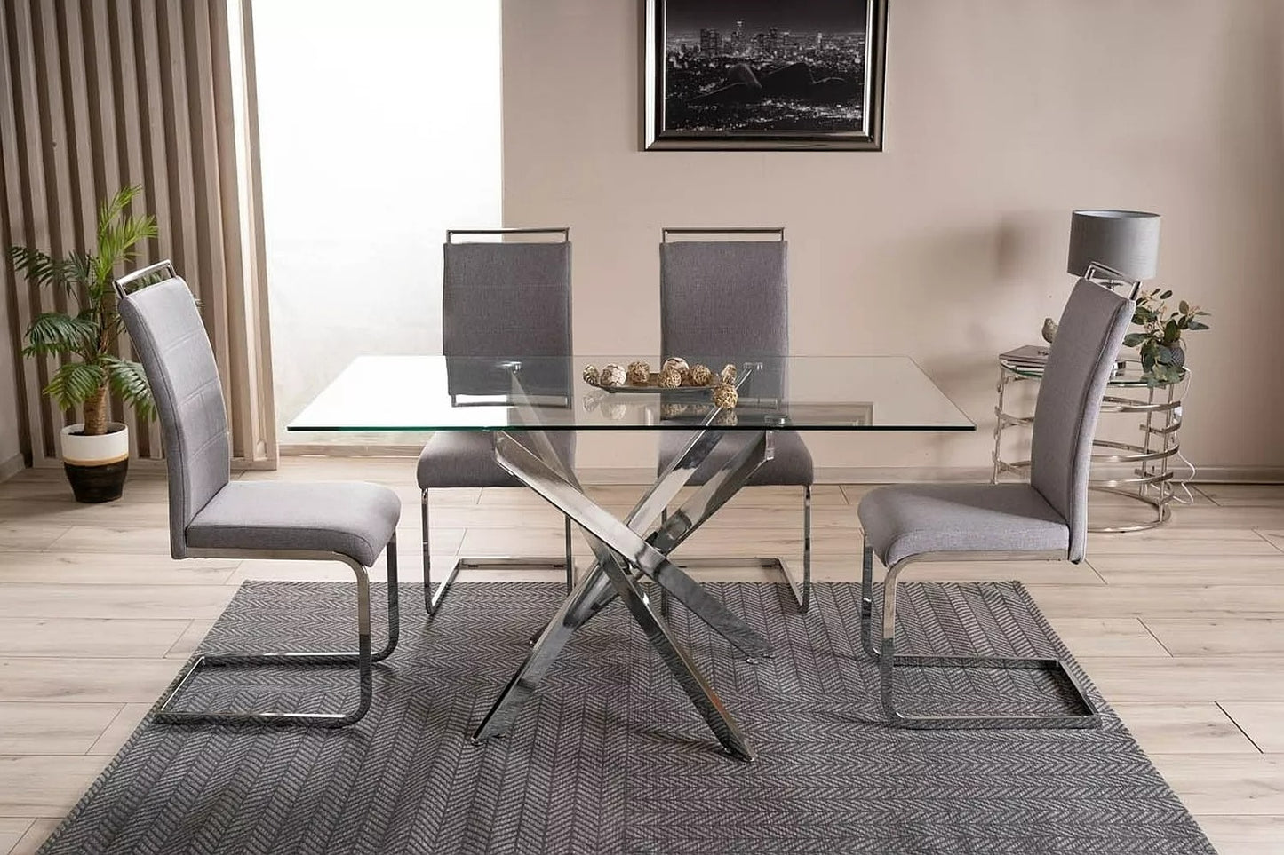 Kitchen Table West Cleveland | size: Length: 80cm, Width: 140cm, Height: 75cm | color: Transparent | image: 3 | variant: 1007949