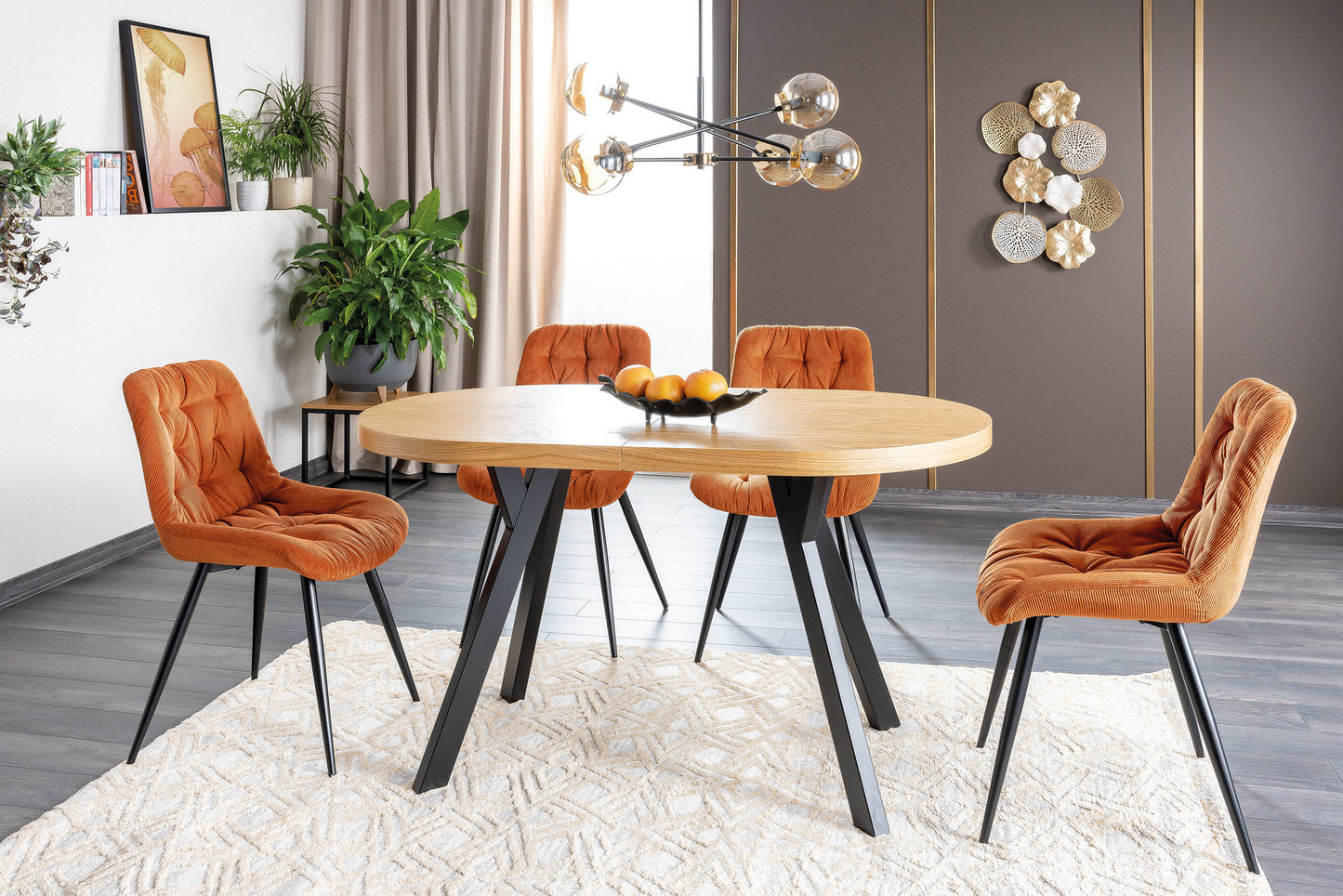 Kitchen Table West Crotone | size: Length: 80cm, Width: 272cm, Height: 76cm | color: Black/Oak | image: 5 | variant: 1007898