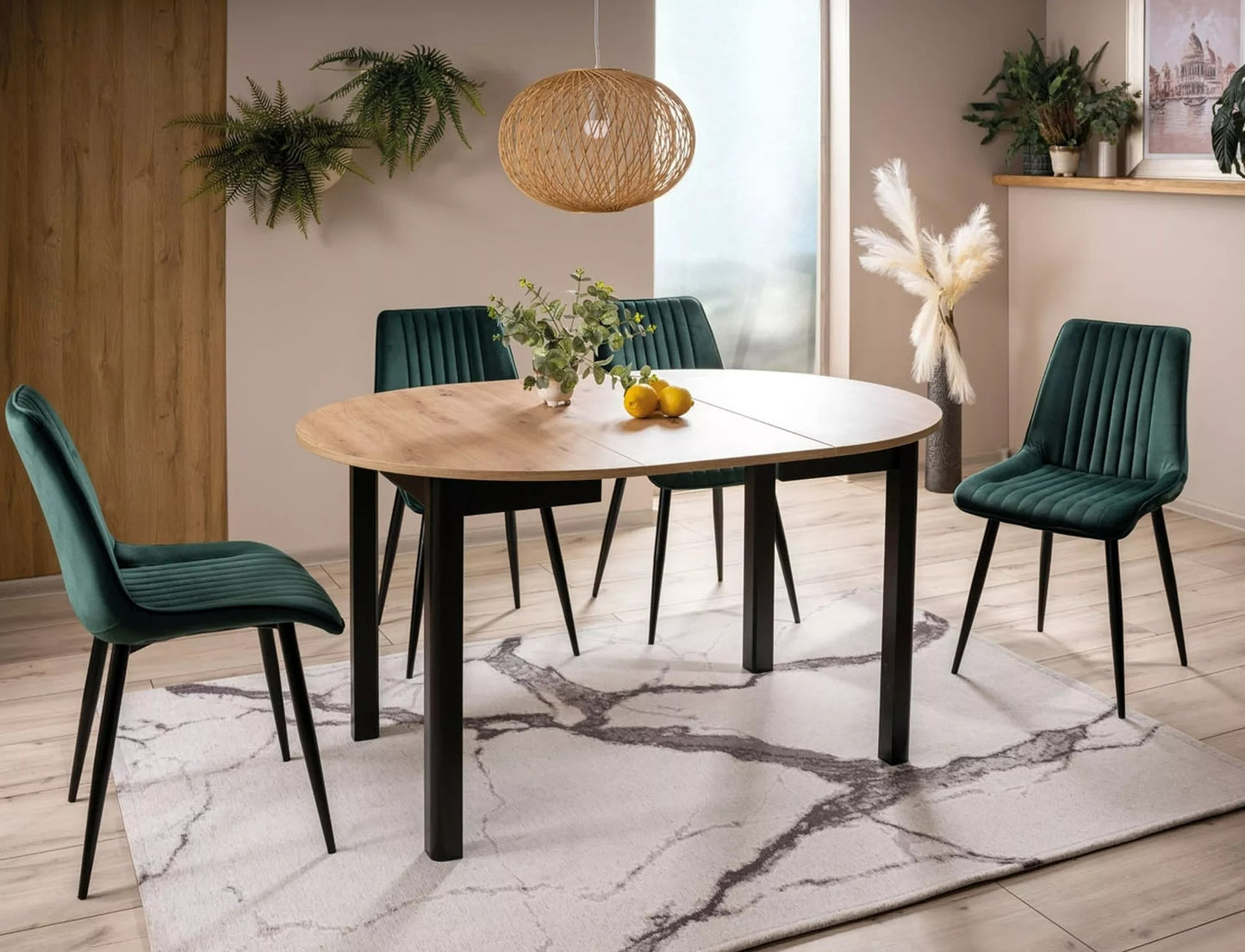 Kitchen Table West Delhi | size: Length: 102cm, Width: 144cm, Height: 75cm, Diameter: 102cm | color: Oak | image: 3 | variant: 1007962