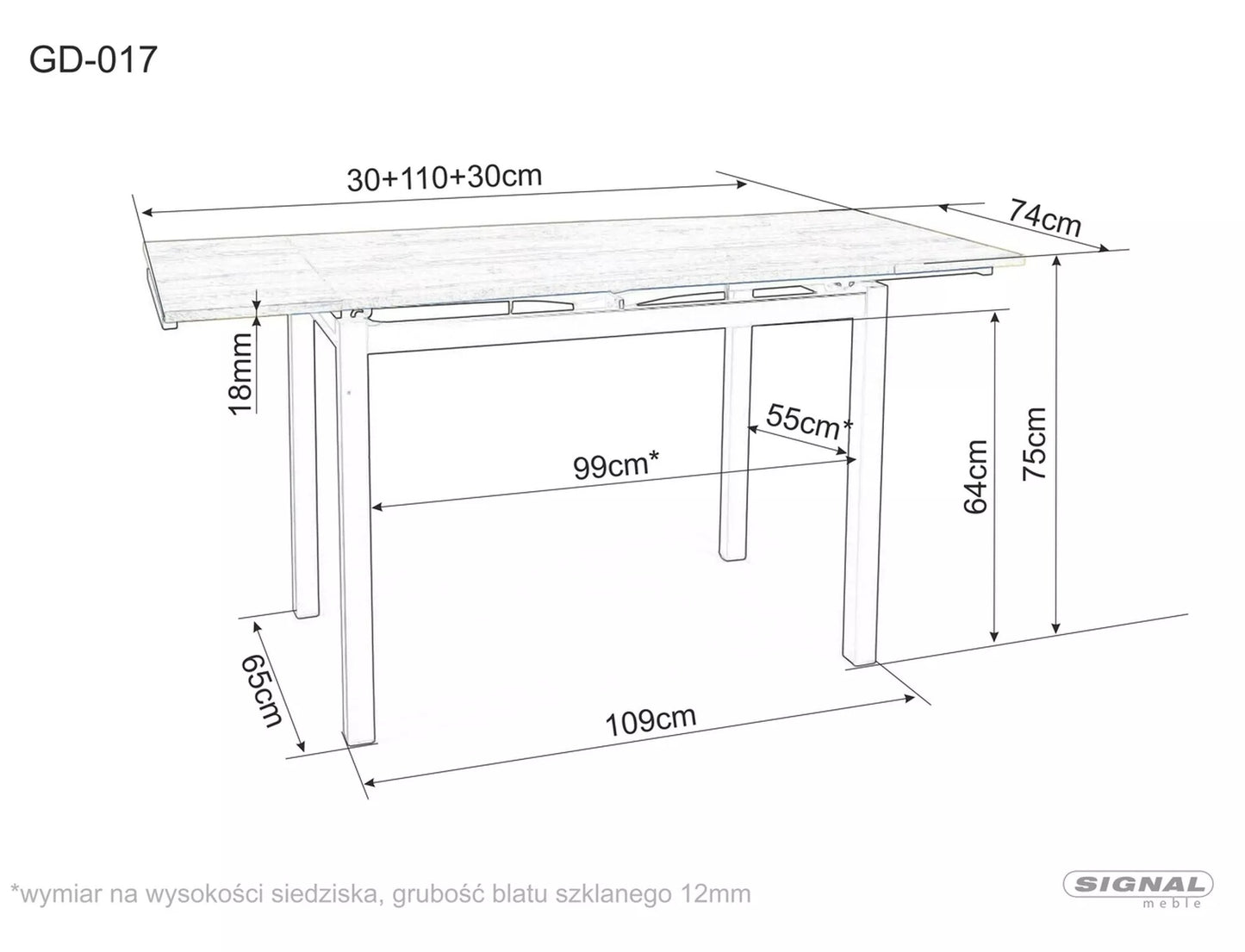 Kitchen Table West Dublin | size: Length: 110cm, Width: 170cm, Height: 75cm | color: Oak | image: 4 | variant: 1007968