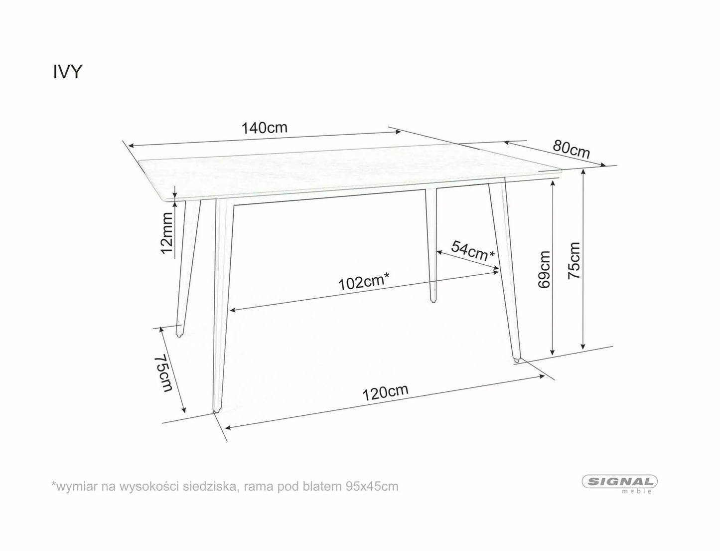 Kitchen Table West Edinburgh | size: Length: 80cm, Width: 140cm, Height: 75cm | color: Gray | image: 3 | variant: 1007970
