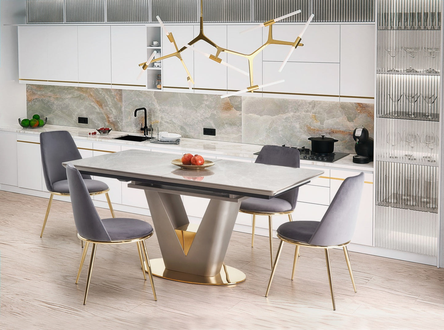 Kitchen Table West Espoo | size: Length: 90cm, Width: 220cm, Height: 76cm | color: Gray | image: 5 | variant: 1007501