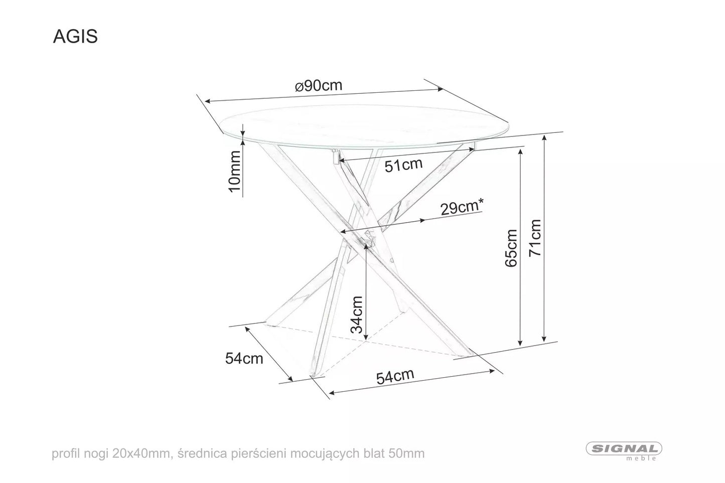 Kitchen Table West Gijon | size: Length: 90cm, Width: 90cm, Height: 71cm, Diameter: 90cm | color: White | image: 3 | variant: 1007948
