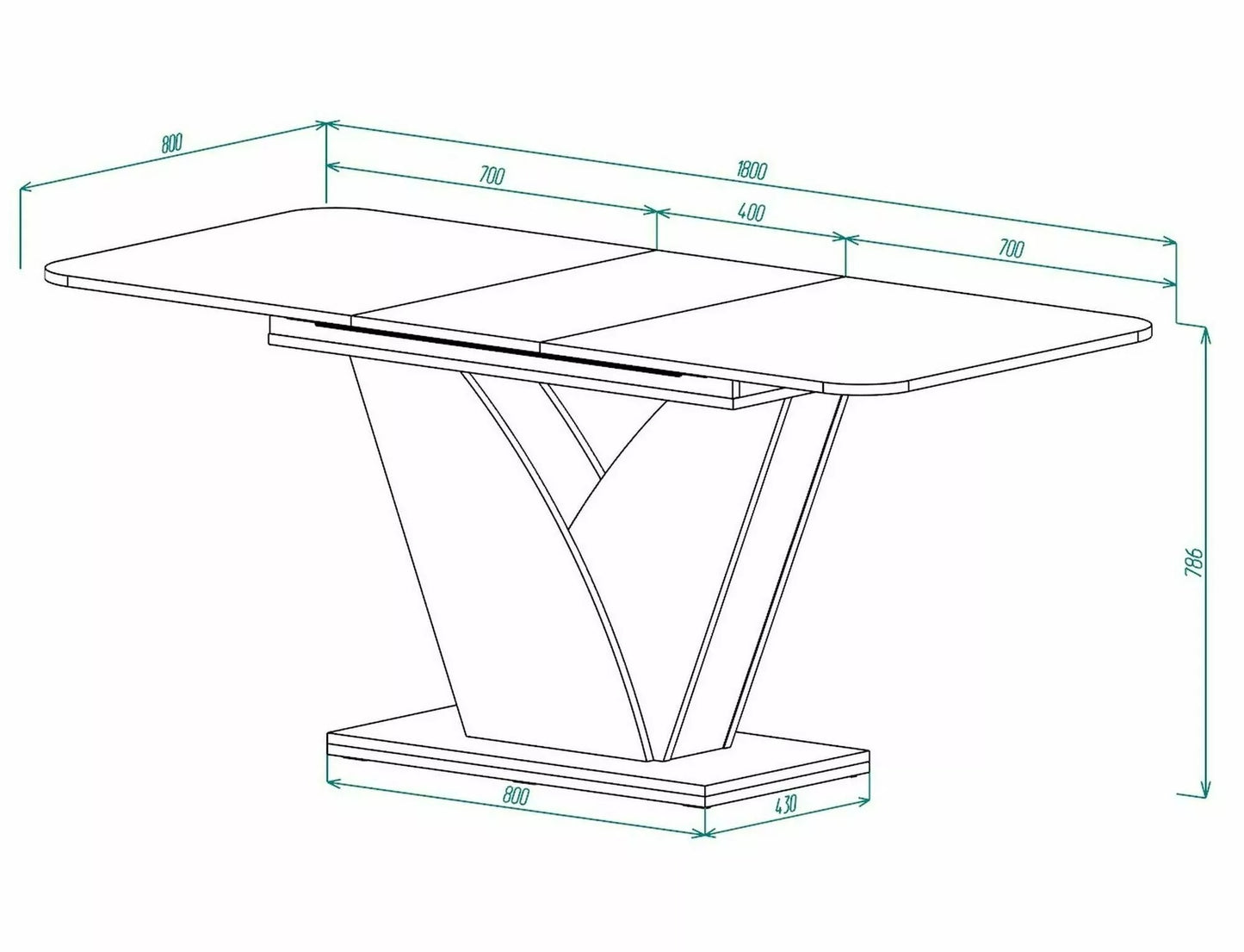 Kitchen Table West Havana | size: Length: 80cm, Width: 180cm, Height: 79cm | color: Oak | image: 3 | variant: 1007991