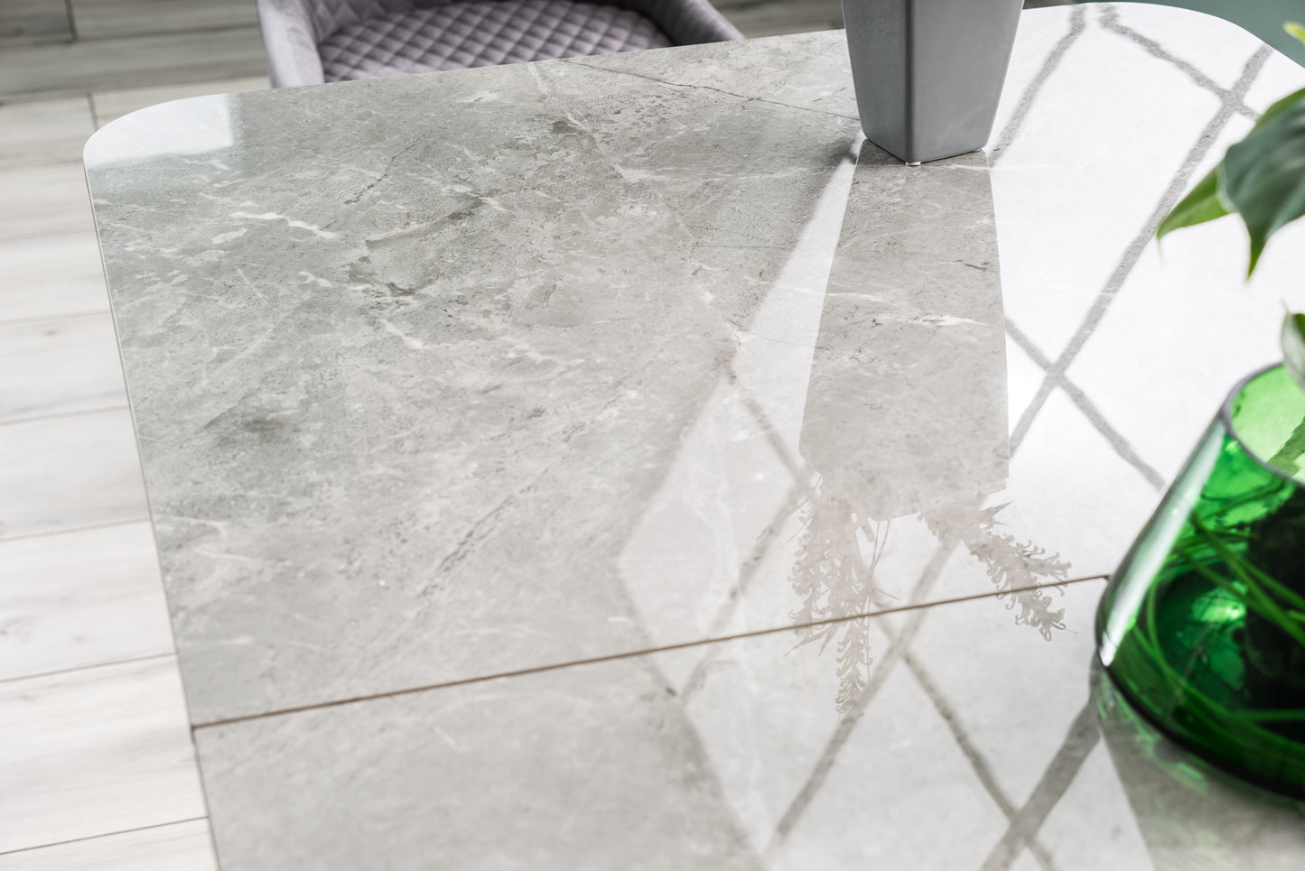 Kitchen Table West Madrid | size: Length: 90cm, Width: 210cm, Height: 76cm | color: Marble/Black/Grey | image: 7 | variant: 1007676