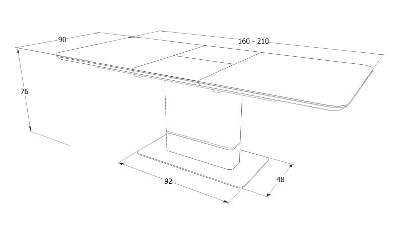 Kitchen Table West Madrid | size: Length: 90cm, Width: 210cm, Height: 76cm | color: Marble/Black/Grey | image: 9 | variant: 1007676