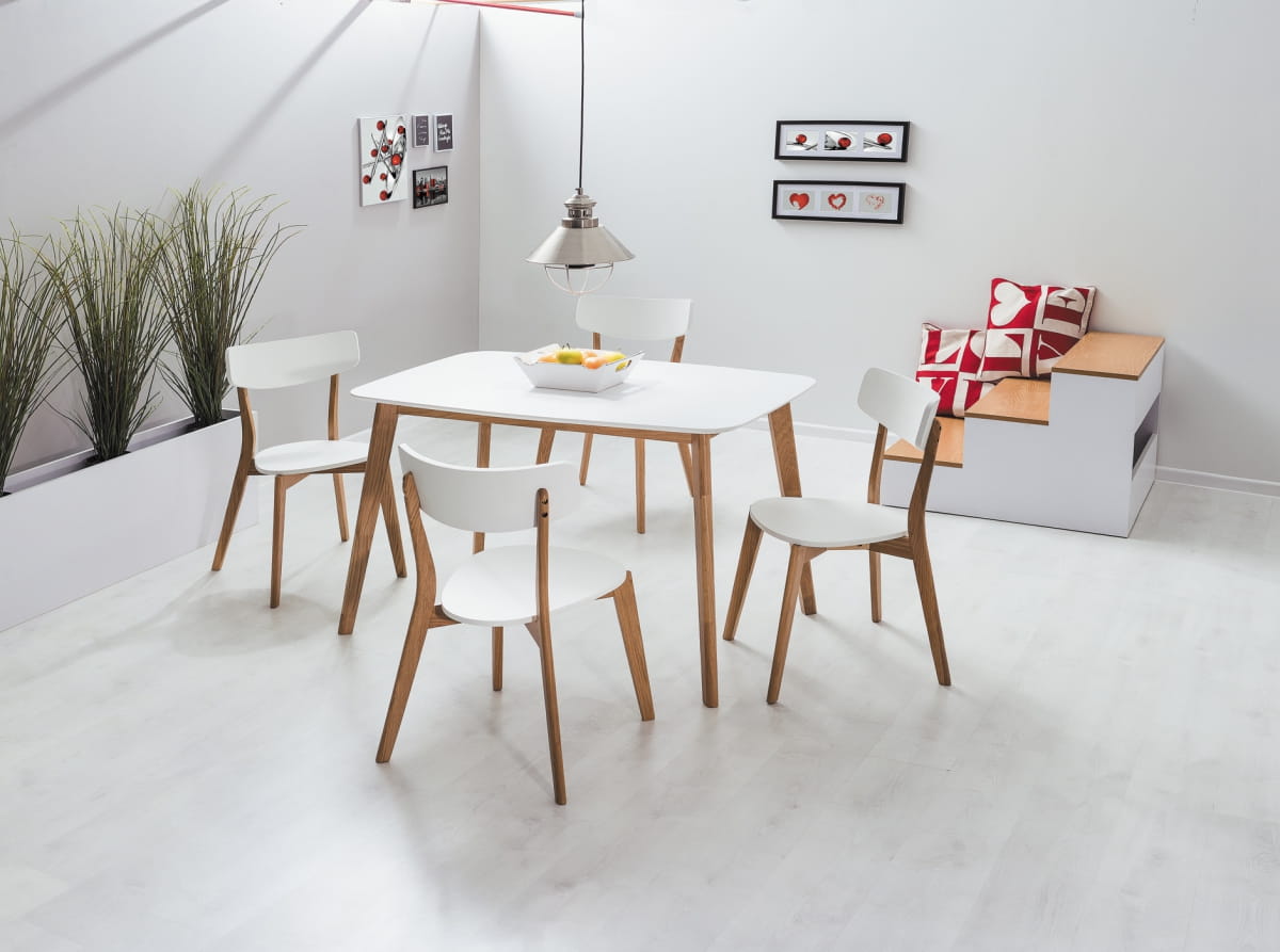 Kitchen Table West Malaga | size: Length: 75cm, Width: 120cm, Height: 75cm | color: White/Oak | image: 2 | variant: 1007682