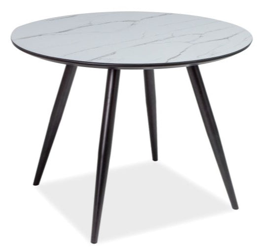 Kitchen Table West Marrakesh | size: Length: 100cm, Width: 100cm, Height: 75cm, Diameter: 100cm | color: White/Marble/Black | image: 1 | variant: 1007669