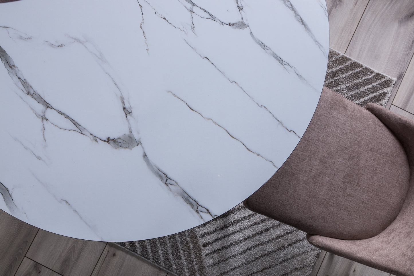 Kitchen Table West Marrakesh | size: Length: 100cm, Width: 100cm, Height: 75cm, Diameter: 100cm | color: White/Marble/Black | image: 4 | variant: 1007669