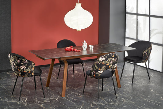 Kitchen Table West Narberth | size: Length: 82cm, Width: 200cm, Height: 76cm | color: Marble/Black/Walnut | image: 1 | variant: 1007406