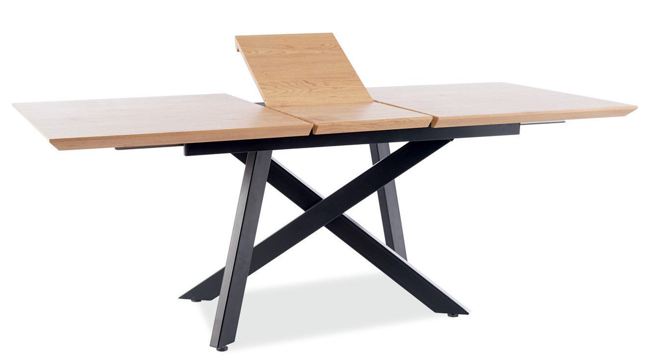 Kitchen Table West Ragusa | size: Length: 90cm, Width: 200cm, Height: 76cm | color: Black/Oak | image: 3 | variant: 1007814