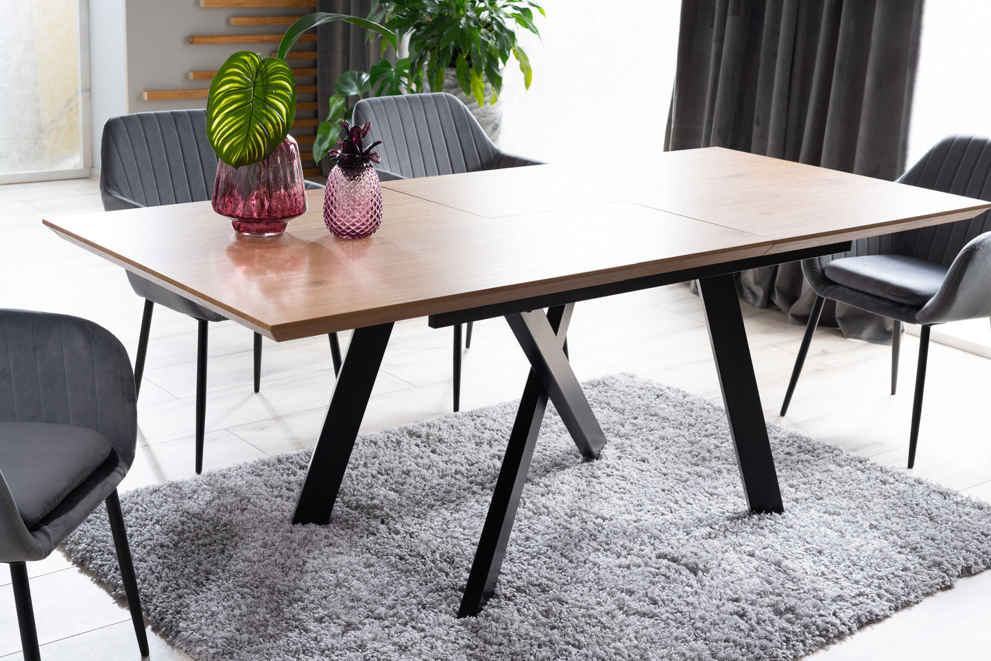 Kitchen Table West Ragusa | size: Length: 90cm, Width: 200cm, Height: 76cm | color: Black/Oak | image: 6 | variant: 1007814