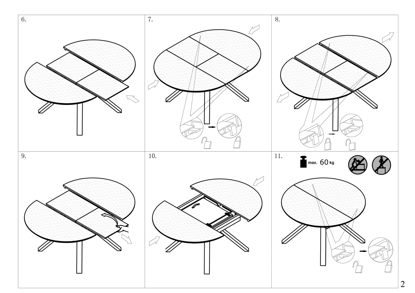 Kitchen Table West Rochester | size: Length: 130cm, Width: 180cm, Height: 76cm, Diameter: 130cm | color: Marble/Black | image: 10 | variant: 1007272