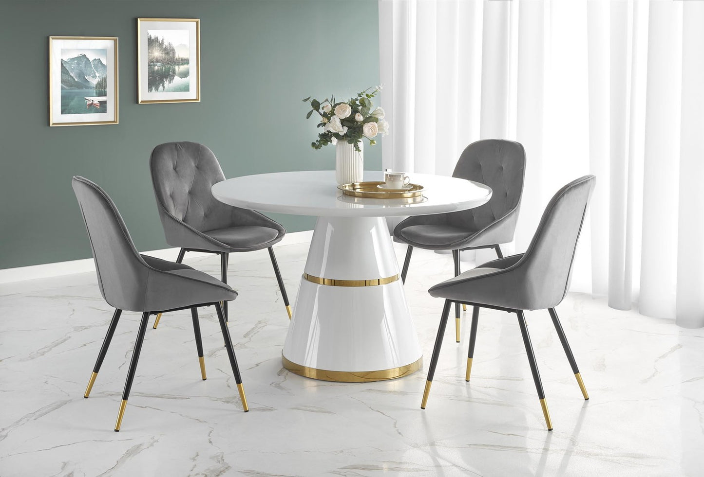 Kitchen Table West Tampere | size: Length: 120cm, Width: 120cm, Height: 76cm, Diameter: 120cm | color: White | image: 3 | variant: 1007502