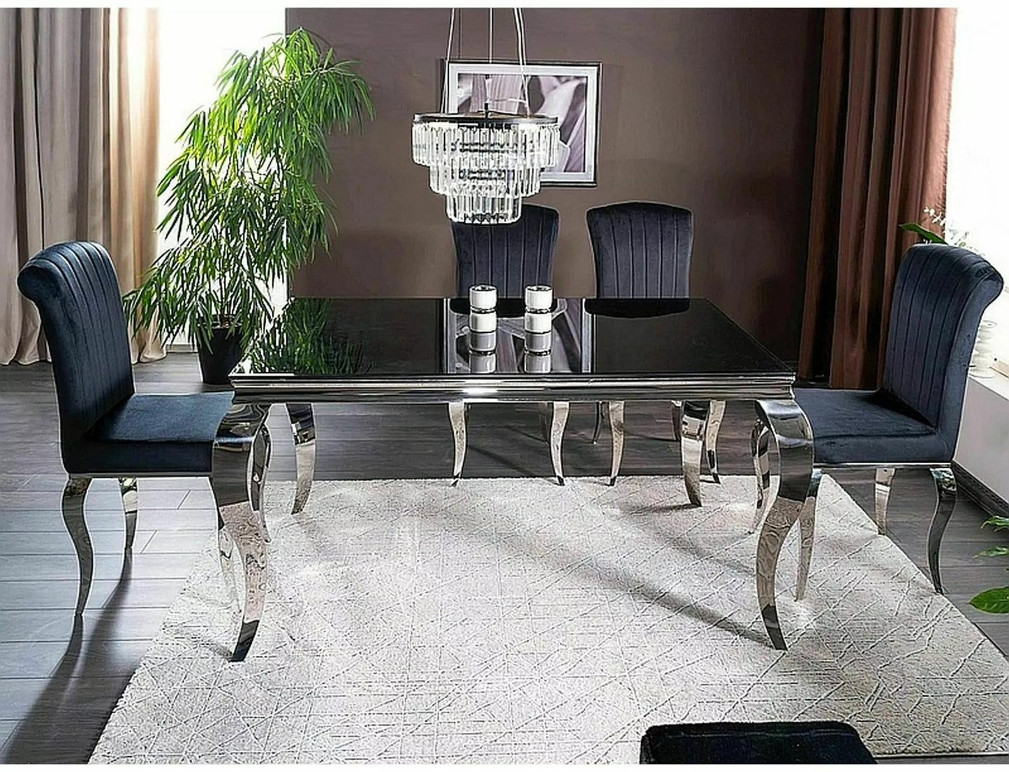 Kitchen Table West Teramo | size: Length: 90cm, Width: 150cm, Height: 75cm | color: Black | image: 1 | variant: 1007979