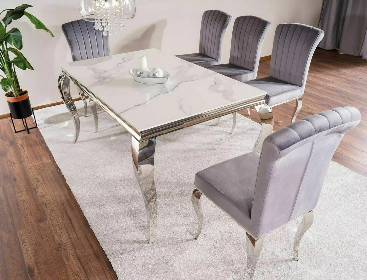 Kitchen Table West Teramo | size: Length: 90cm, Width: 150cm, Height: 75cm | color: White | image: 2 | variant: 1007976