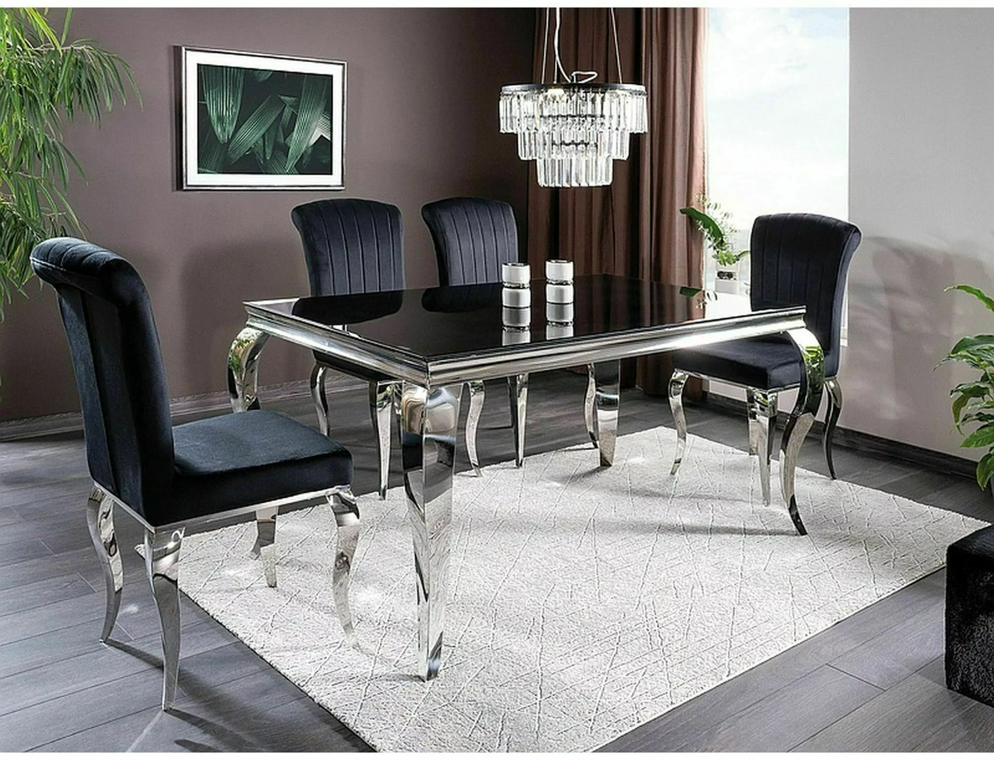Kitchen Table West Teramo | size: Length: 90cm, Width: 180cm, Height: 75cm | color: Black | image: 1 | variant: 1007978