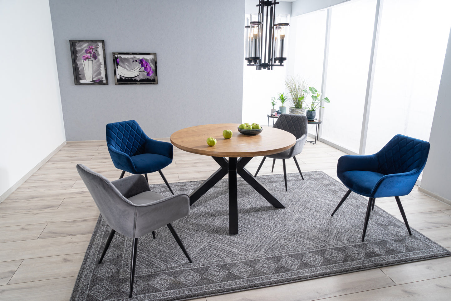 Kitchen Table West Valencia | size: Length: 120cm, Width: 120cm, Height: 75cm, Diameter: 120cm | color: Black/Oak | image: 2 | variant: 1007678