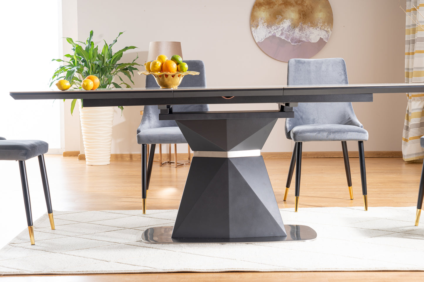 Kitchen Table West Zaragoza | size: Length: 90cm, Width: 210cm, Height: 76cm | color: Marble/Grey | image: 7 | variant: 1007685