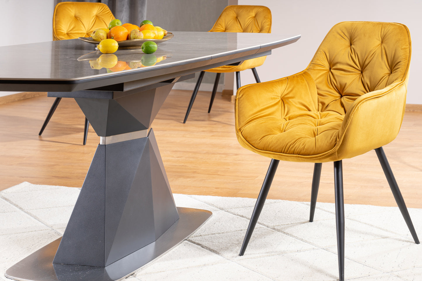 Kitchen Table West Zaragoza | size: Length: 90cm, Width: 210cm, Height: 76cm | color: Marble/Grey | image: 8 | variant: 1007685