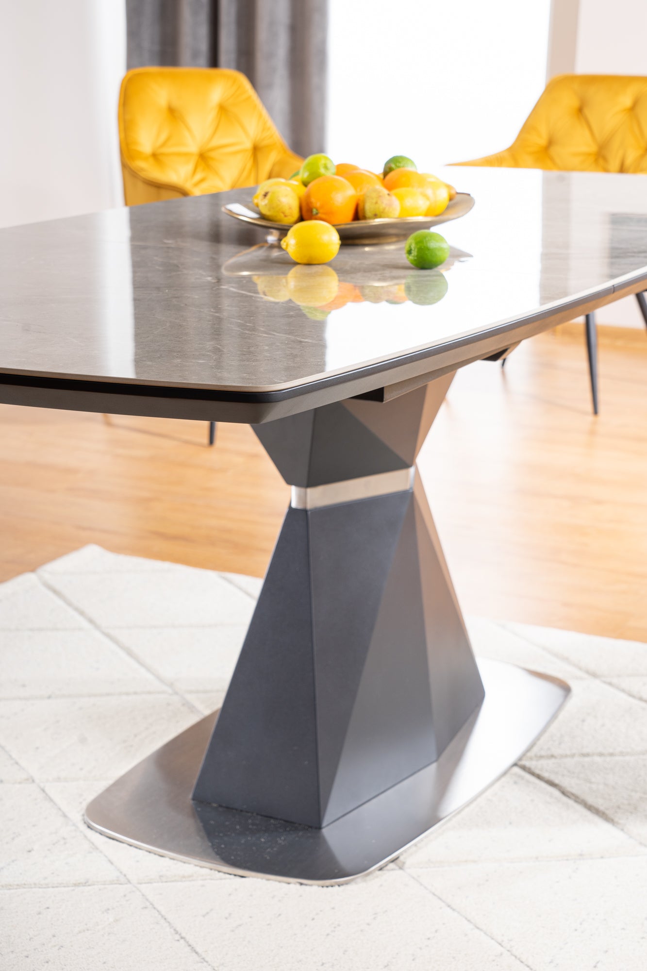 Kitchen Table West Zaragoza | size: Length: 90cm, Width: 210cm, Height: 76cm | color: Marble/Grey | image: 9 | variant: 1007685