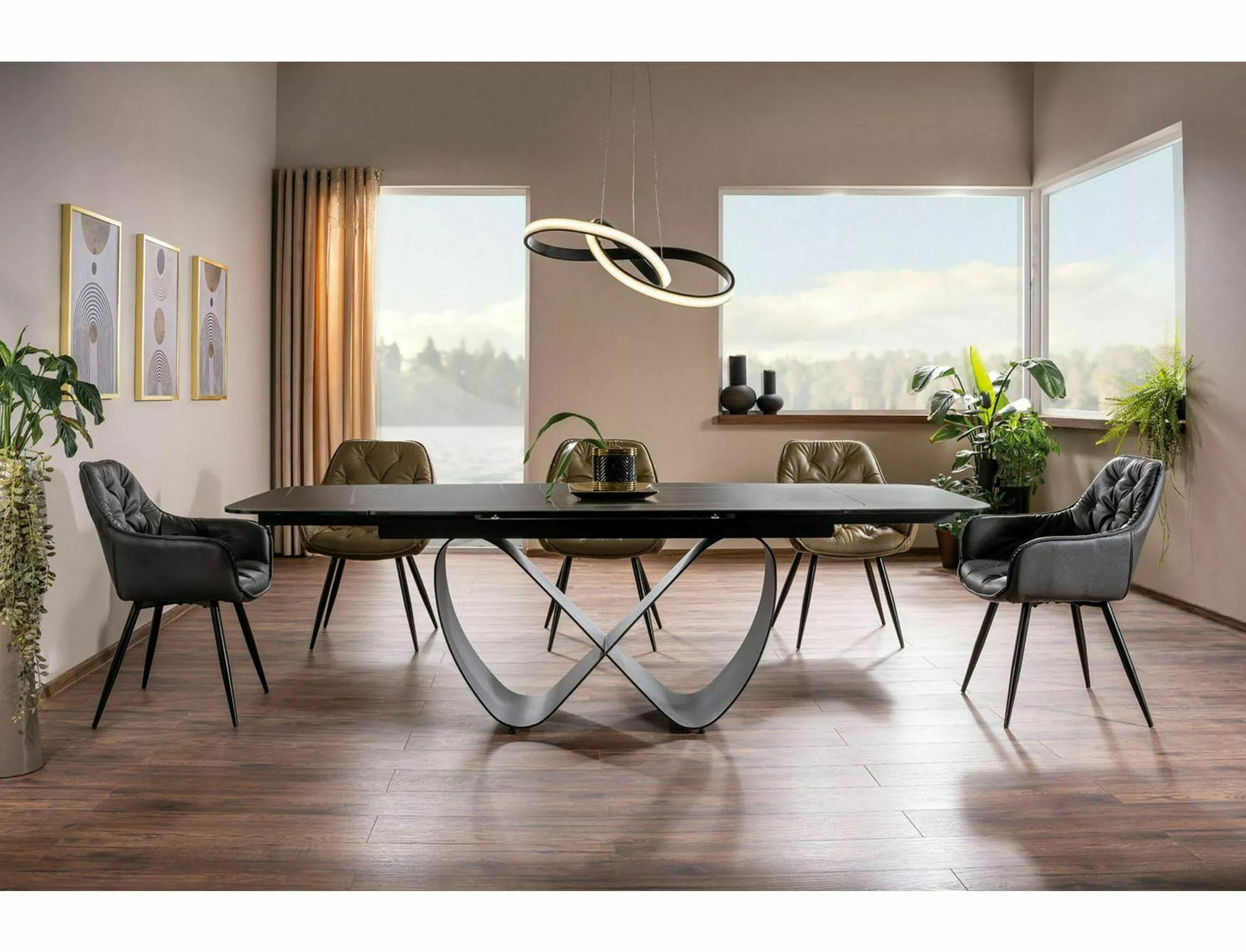 Kitchen Table Wigan | size: Length: 95cm, Width: 240cm, Height: 76cm | color: Black | image: 3 | variant: 1004376