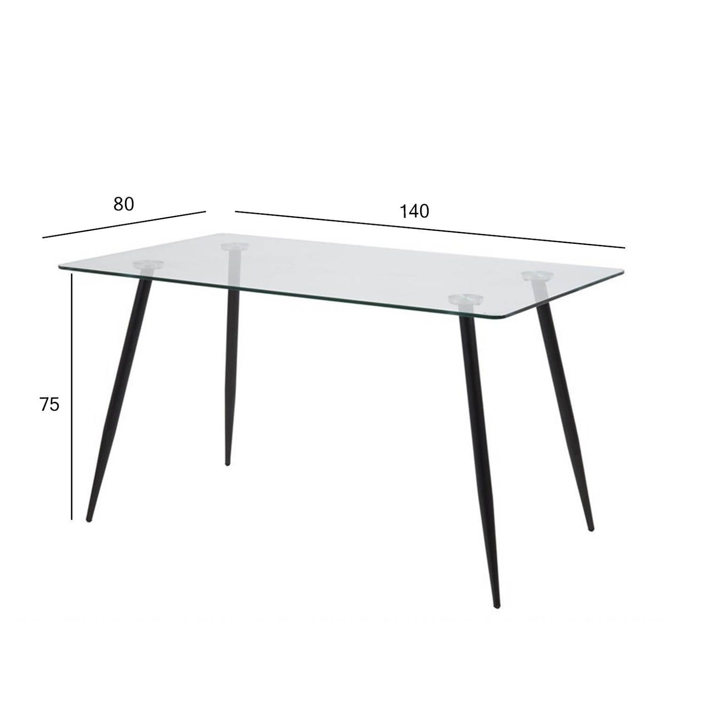 Kitchen Table Wilma 1 | size: Length: 80cm, Width: 140cm, Height: 75cm | color: Transparent | image: 1 | variant: 1017878