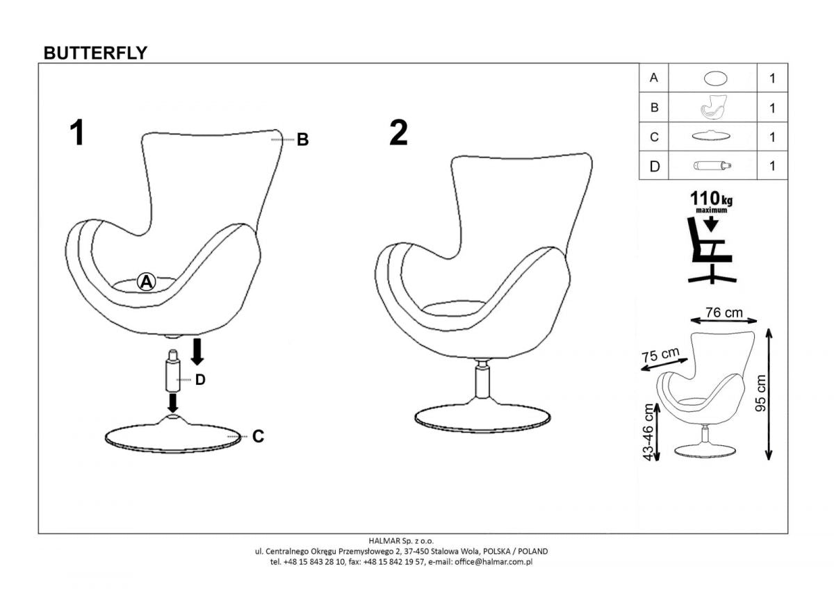 Lounge Chair Butterfly | size: Width: 76cm, Height: 95cm, Depth: 75cm | color: Multicolored | image: 8 | variant: 1004596