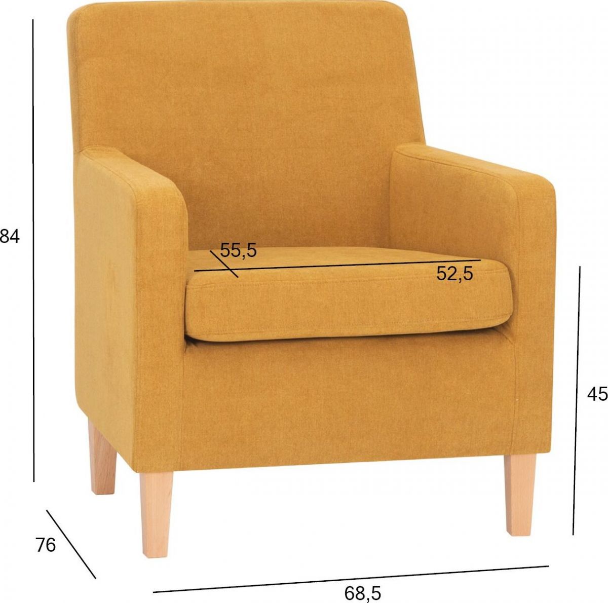 Lounge Chair Leene | size: Width: 68.5cm, Height: 84cm, Depth: 76cm | color: Yellow | image: 7 | variant: 1004860