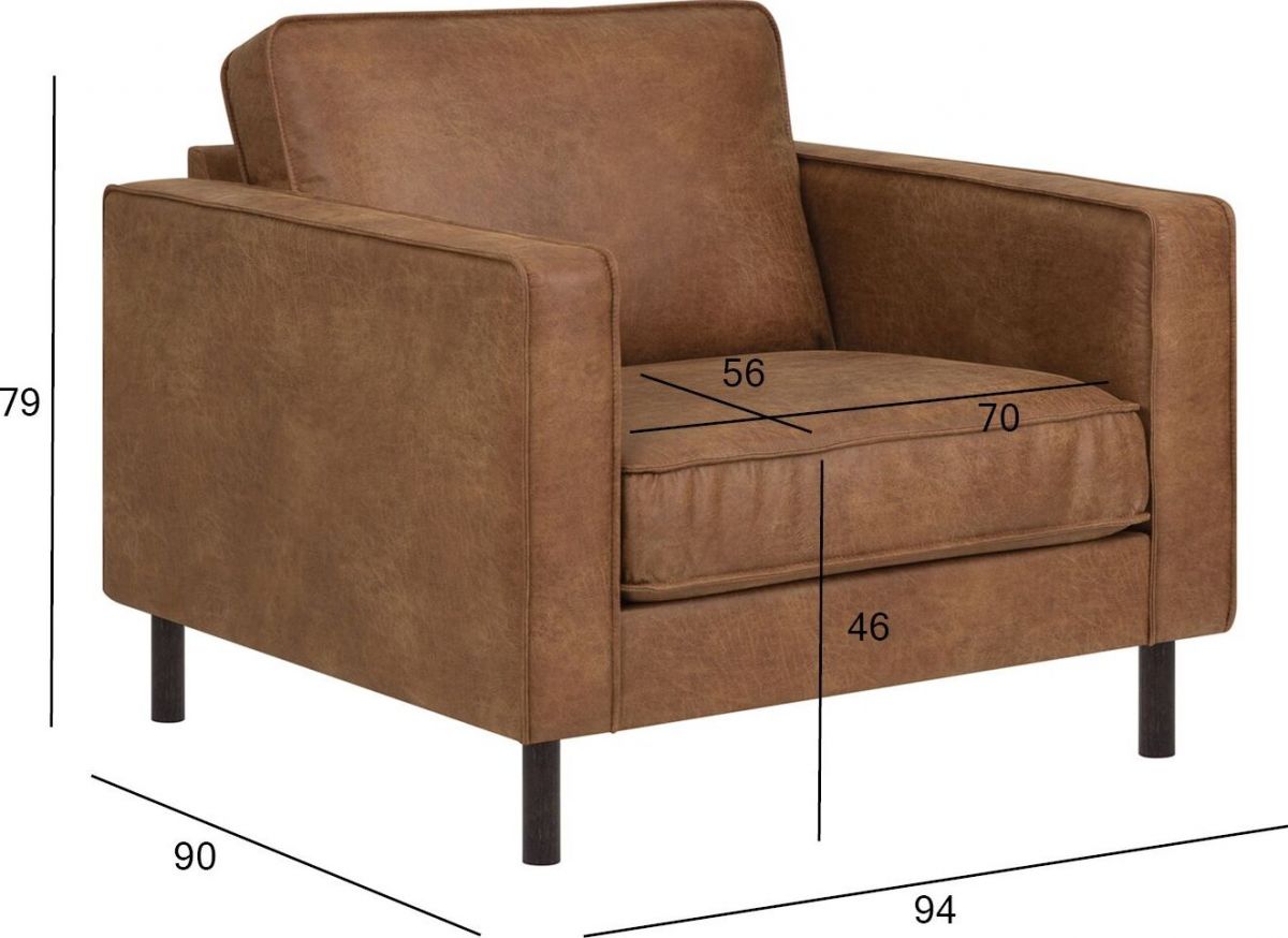 Lounge Chair Lucas | size: Width: 94cm, Height: 79cm, Depth: 90cm | color: Brown | image: 5 | variant: 1012484