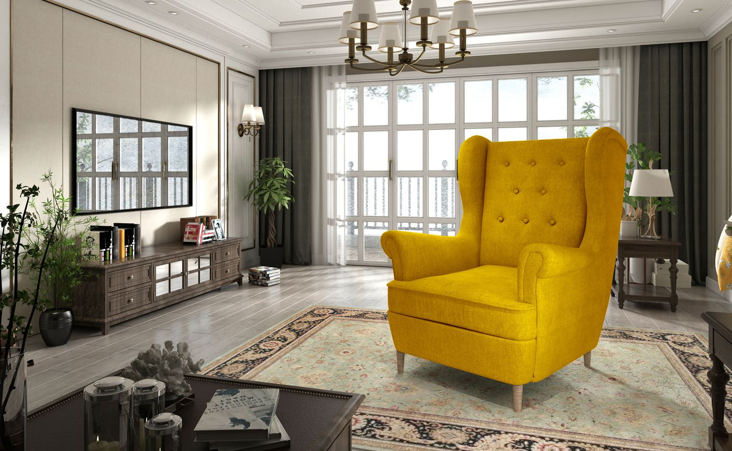 Lounge Chair Reggio Calabria 1 | size: Width: 107cm, Height: 103cm, Depth: 90cm | color: Yellow | image: 1 | variant: 1015043