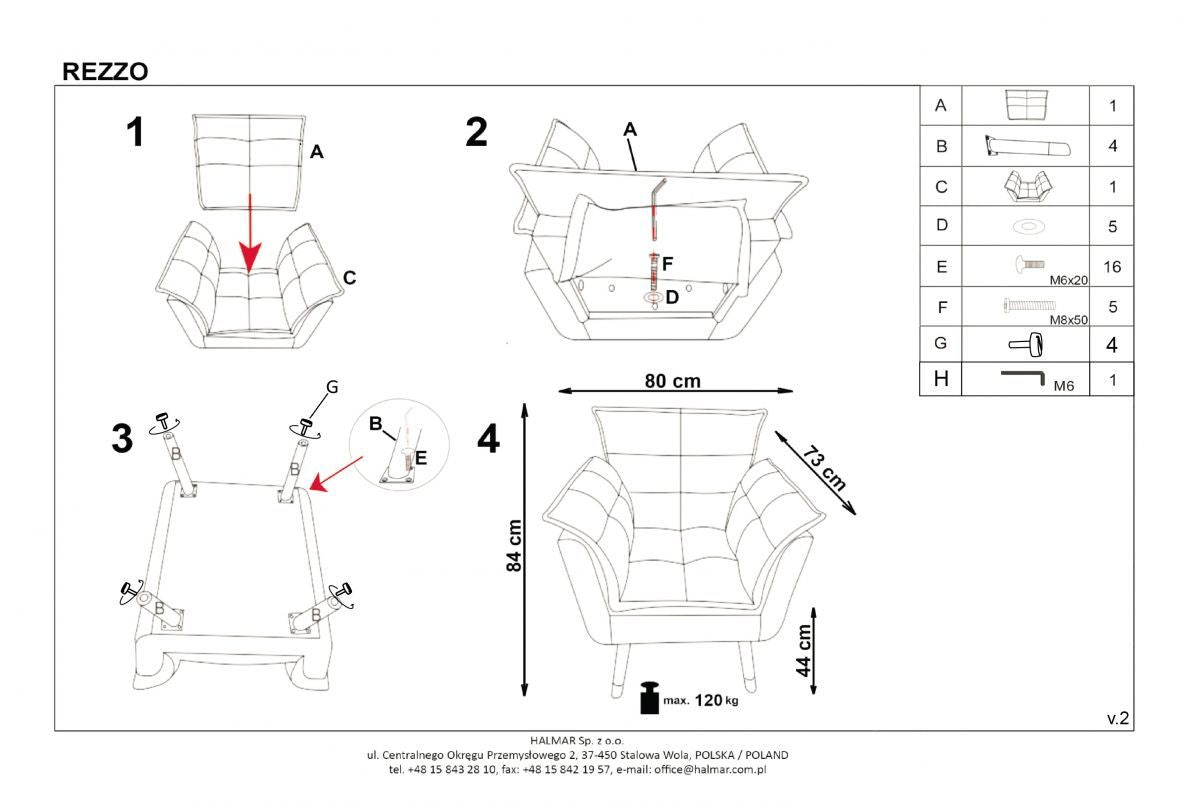 Lounge Chair Rezzo | size: Width: 80cm, Height: 84cm, Depth: 73cm | color: Blue | image: 7 | variant: 1004717