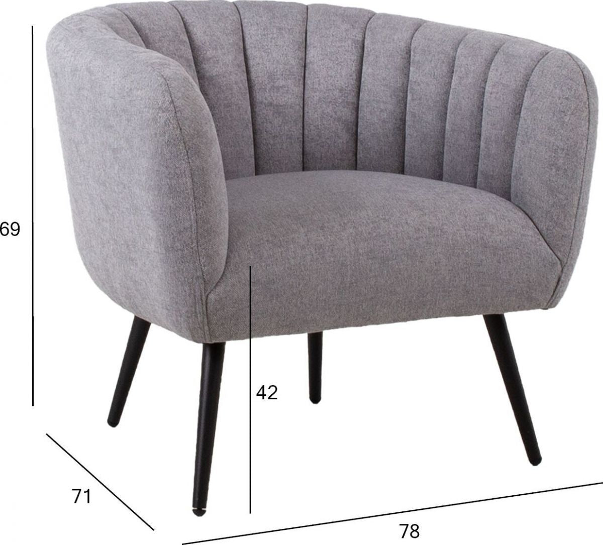 Lounge Chair Upton | size: Width: 78cm, Height: 69cm, Depth: 71cm | color: Gray | image: 6 | variant: 1001100