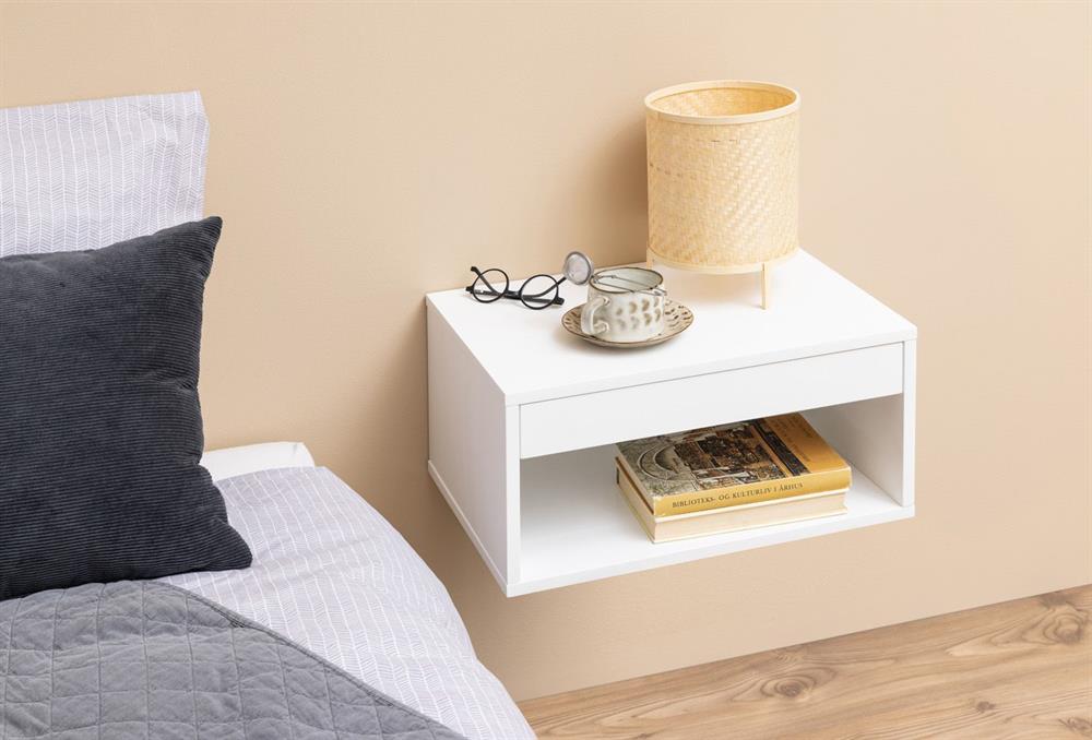 Nightstand Cholet | size: Width: 50cm, Height: 24.3cm, Depth: 35cm | color: White | image: 7 | variant: 1002040