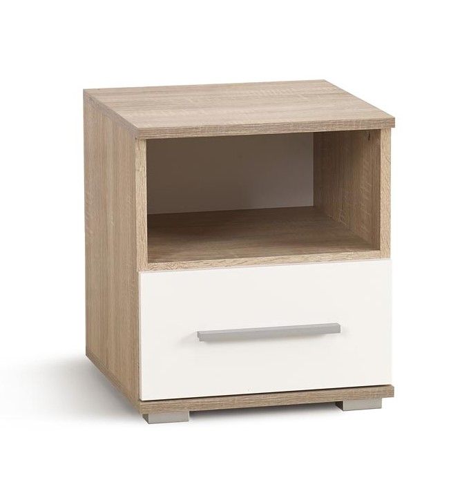 Nightstand Copenhagen | size: Width: 39cm, Height: 44cm, Depth: 40cm | color: White/Oak | image: 0 | variant: 1001959