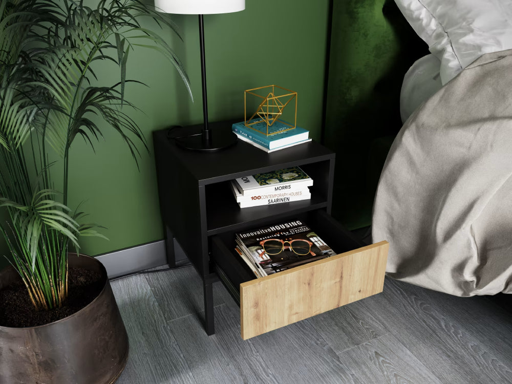 Nightstand West Cairo | size: Width: 40cm, Height: 50cm, Depth: 40cm | color: Brown/Black | image: 1 | variant: 1015050