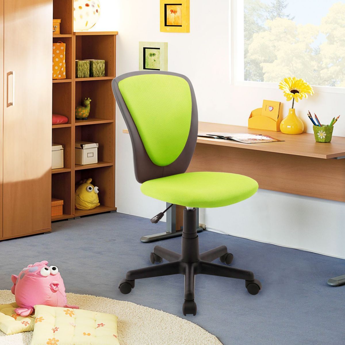 Office Chair Aberaeron | size: Width: 42cm, Height: 82-94cm, Depth: 51cm | color: Green | image: 2 | variant: 1001130