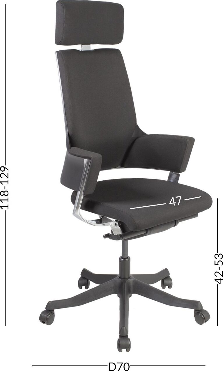 Office Chair Aberdyfi | size: Width: 60cm, Height: 116-128.5cm, Depth: 47cm | color: Black | image: 4 | variant: 1001156
