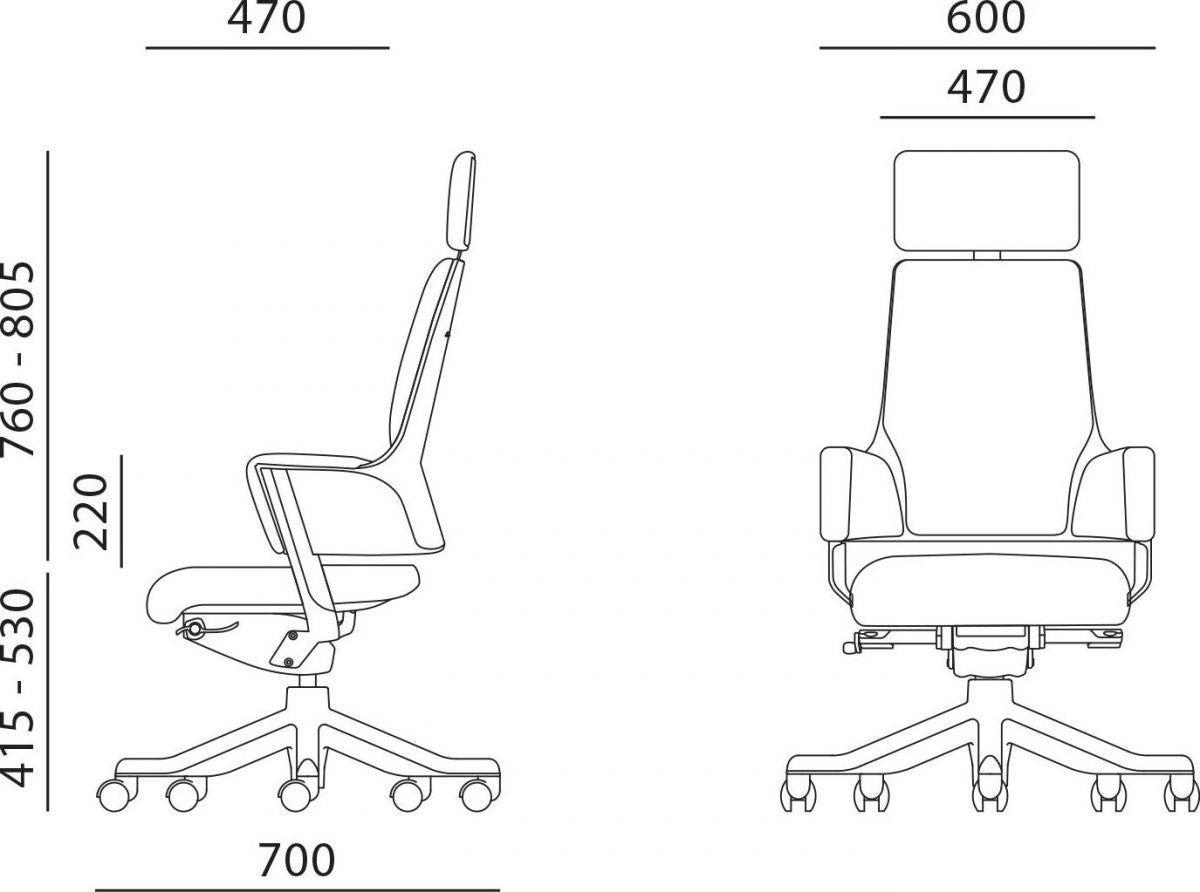 Office Chair Aberdyfi | size: Width: 60cm, Height: 116-128.5cm, Depth: 47cm | color: Gray | image: 3 | variant: 1001157