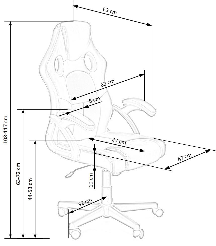 Office Chair Berkel | size: Width: 62cm, Height: 117cm, Depth: 63cm | color: Black/Grey | image: 6 | variant: 1005074