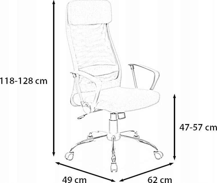 Office Chair Bradford | size: Width: 62cm, Height: 118-128cm, Depth: 49cm | color: Gray | image: 2 | variant: 1004180
