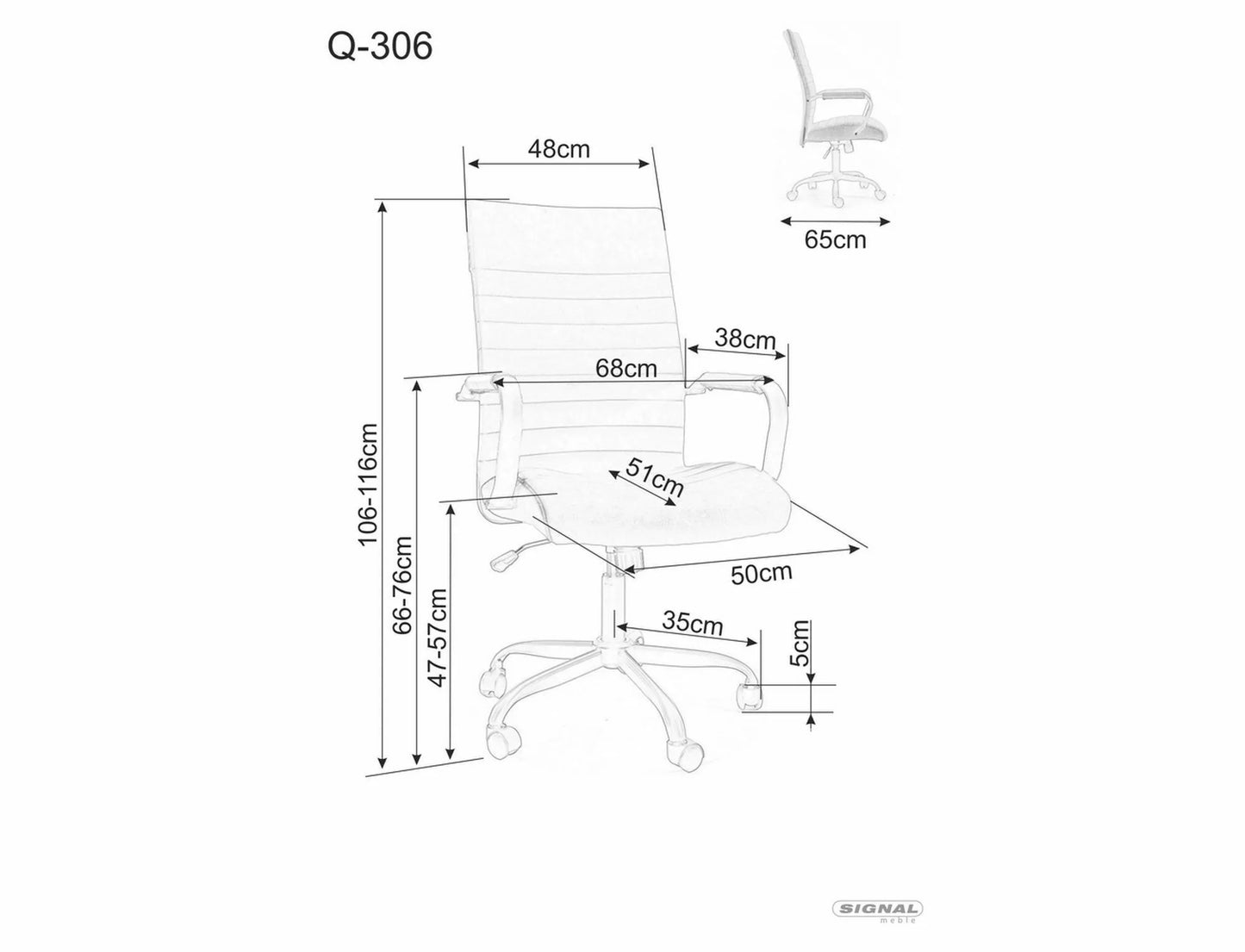 Office Chair Castleford | size: Width: 68cm, Height: 116cm, Depth: 51cm | color: Gray | image: 3 | variant: 1004196