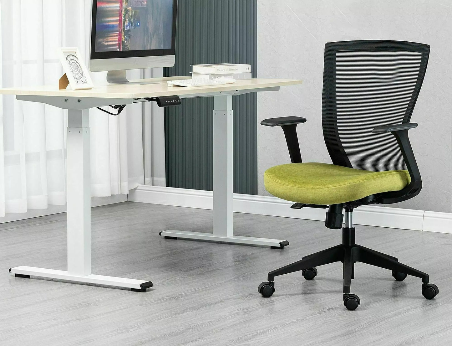 Office Chair Chesterfield | size: Width: 59cm, Height: 107cm, Depth: 48cm | color: Black/Green | image: 5 | variant: 1004200