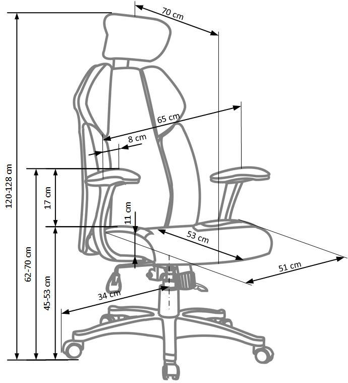 Office Chair Chrono 1 | size: Width: 65cm, Height: 120cm, Depth: 70cm | color: Black/Grey | image: 2 | variant: 1014081